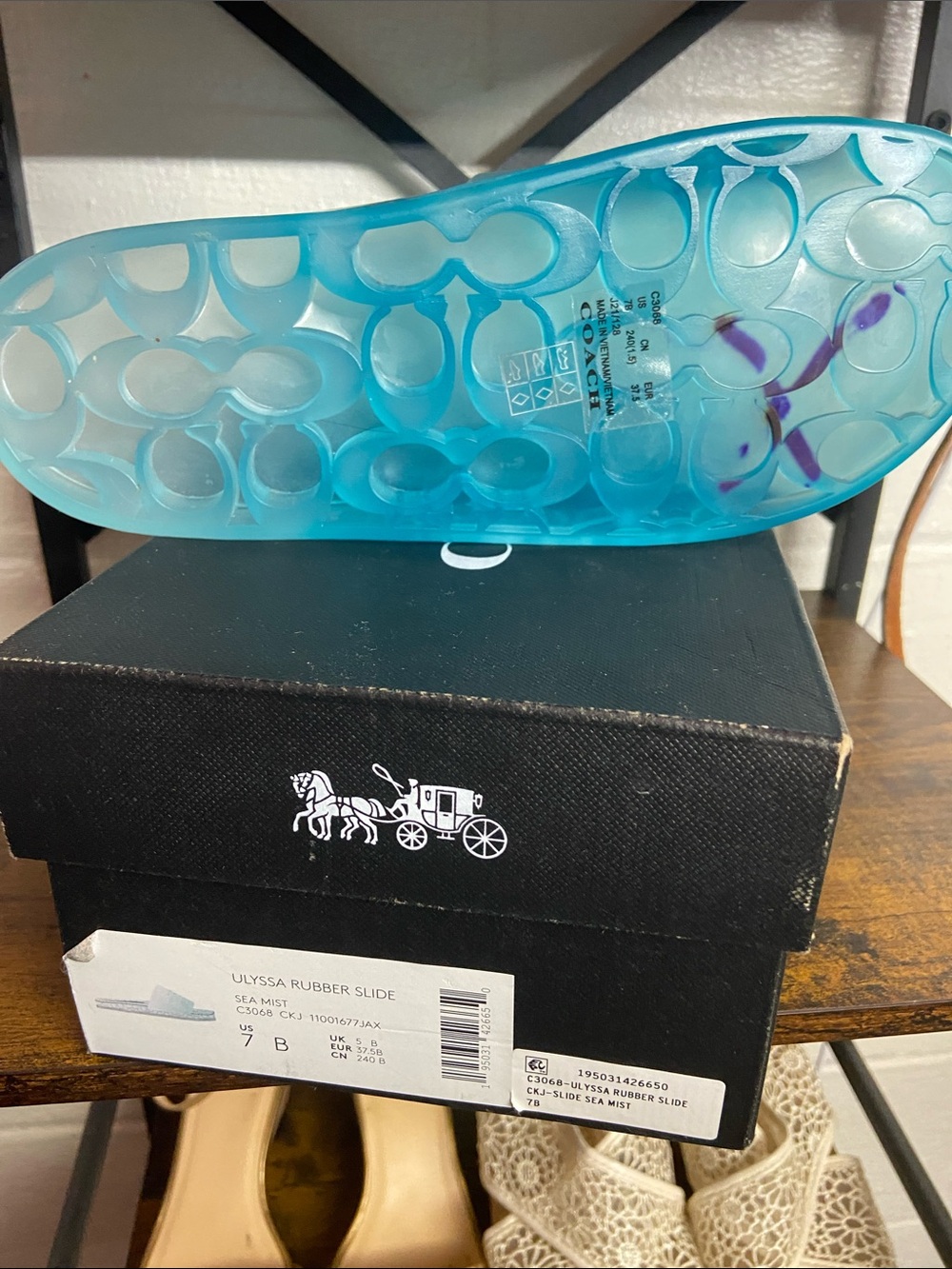 Coach Blue Translucent Rubber Slide Sandals - Picture 3 of 5